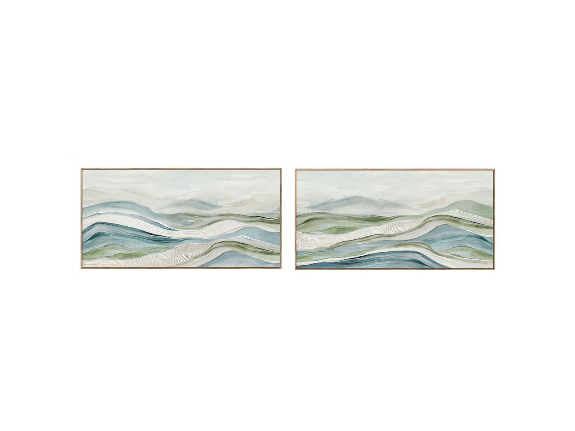 Pintura Home Esprit Azul Verde Abstrato Moderno 140 X 3,7 X 70 Cm (2 Unidades)