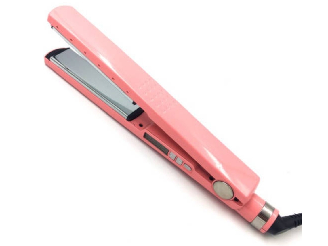 Ferramenta para Modelar Alisador de Cabelo Cerâmico Ferro Liso Titânio 3 em 1Cor de Rosa