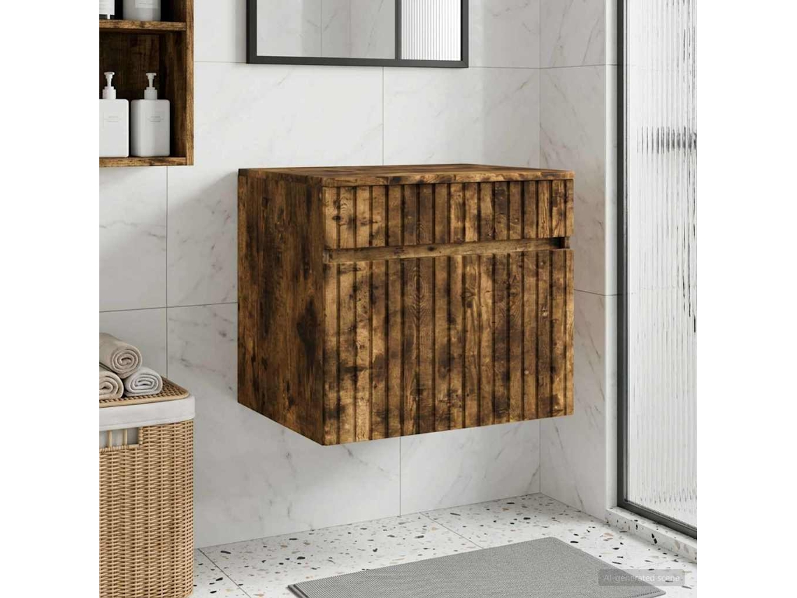 Vidaxl Gabinete De Banheiro Suspenso Carvalho Fumado 59 X 44,5 X 50 Cm