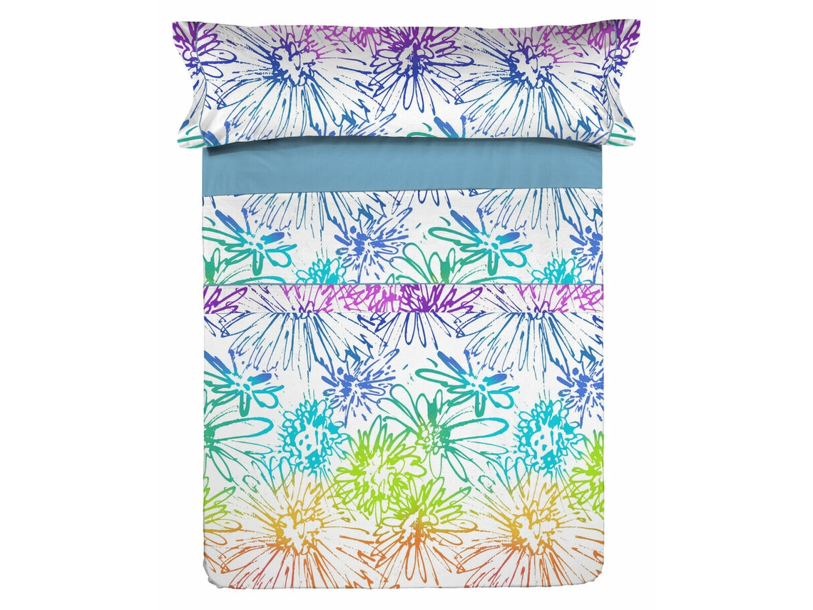Conjunto De Lençol Lois Hippy Poliéster Azul (40x30x4.5cm)