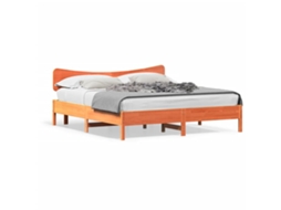 Cama Sem Colchão 200x200 Cm Pinho Maciço Castanho mel MAISON EXCLUSIVE