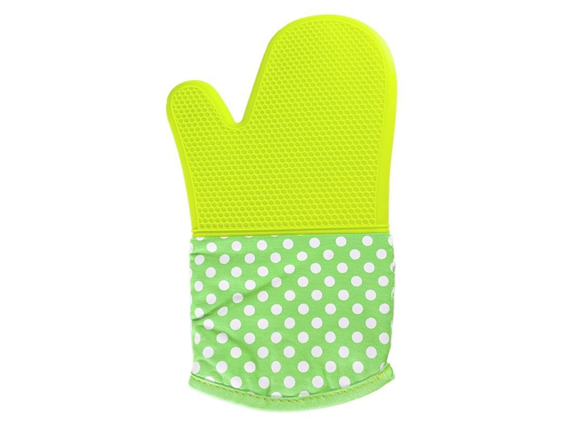 Luvas de Silicone com Tecido Floral Curto LINJOU Design de Favo de Mel Resistente ao Calor 572°F 2 Unidades Verde
