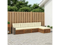 Vidaxl Conjunto De Sofás Para Exterior 5 Unid. Natural E Creme