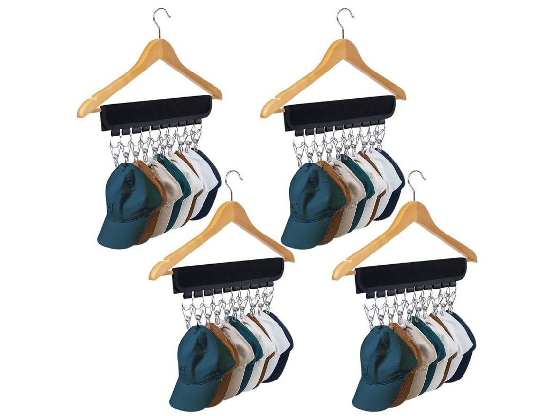Porta Gorros Para Bonés Organizador De Bonés Para Gancho E Armário (4 Peças Preto)