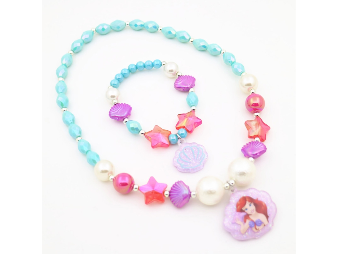 Conjunto De Colar E Pulseira De Contas De Concha Estrela Para Meninas