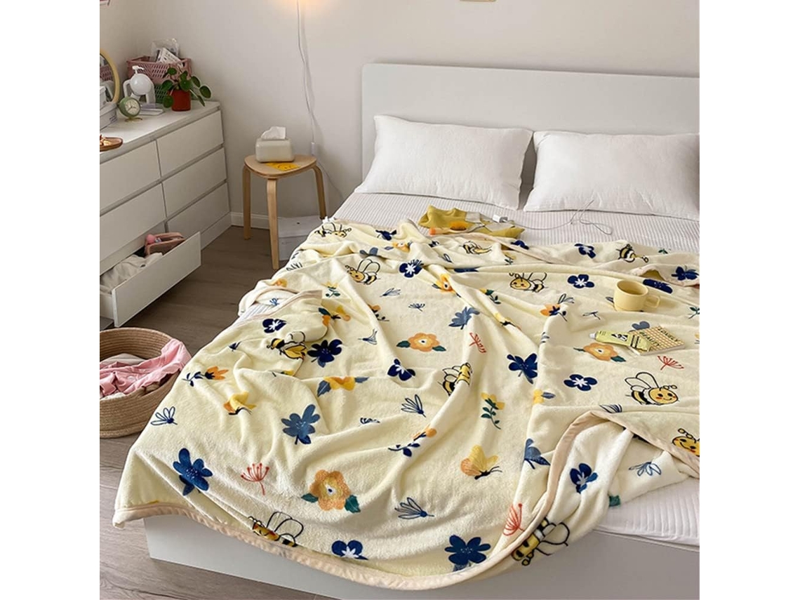 Manta de Inverno Elegante Fansu em Fleece com Estampa Floral Macia e Quente Flanela Grossa Ideal para Cama Qua