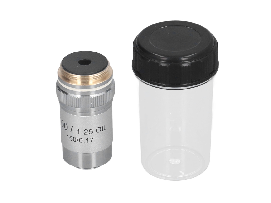 Objetivo Acromático 100x Lente Microscopio Potencia Alta Interfaz 20.2mm Latón Cromado