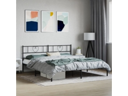 Vidaxl Estrutura De Cama Com Cabeceira 200x200 Cm Metal Preto