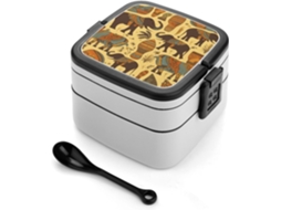 Marmita Bento Elefante Africano Para Adultos, Lancheira Bento Selada Com Colher, Camada Dupla Resistente, Design Com