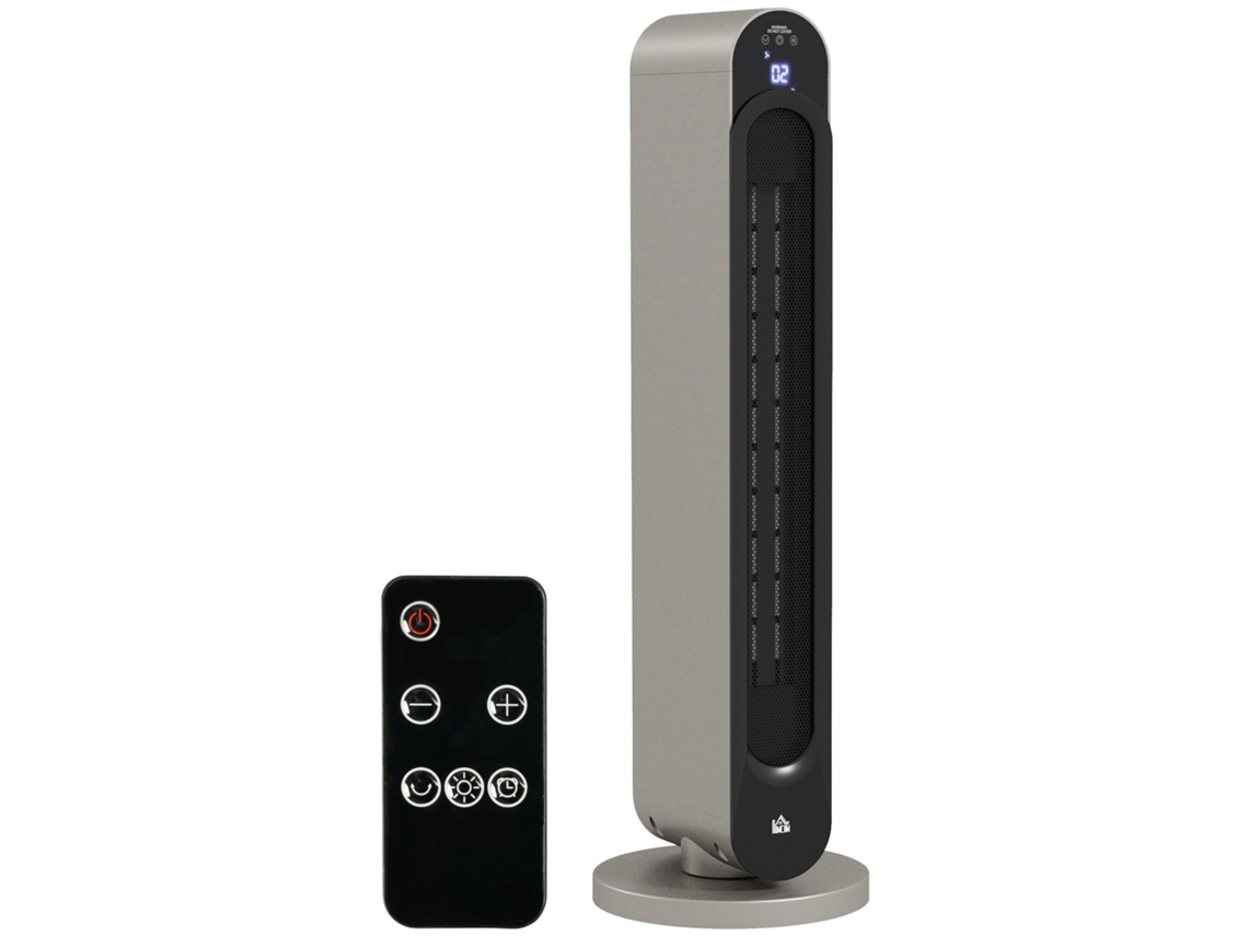 Aquecedor com ventilador oscilante 1100/2200 W - Mini ventilador cerâmico PTC - Controle remoto incluído - Ventilador auxiliar HW