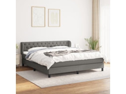 Vidaxl Cama Com Molas/colchão 160x200 Cm Tecido Cinzento-escuro