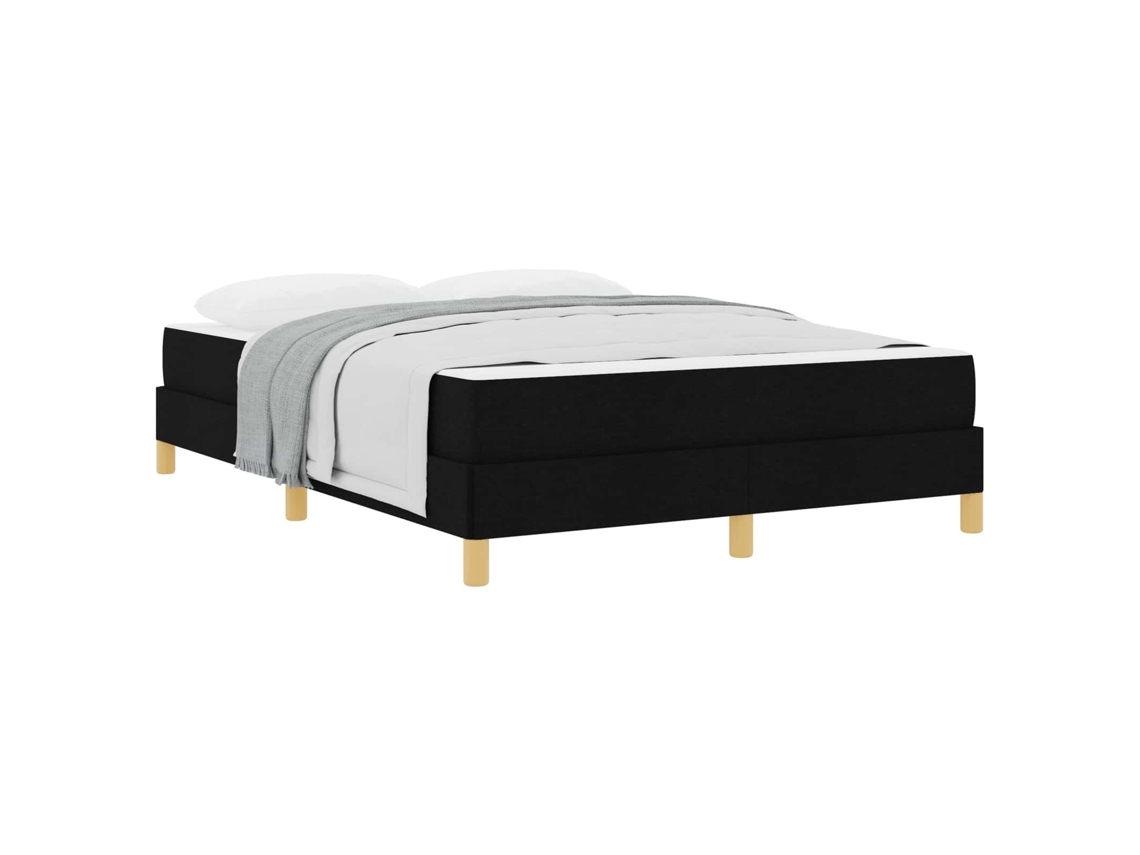 Cama De Casal | Camas Para Quarto | Cama Box Com Colchão Preto 140 X 190 Cm Tecido