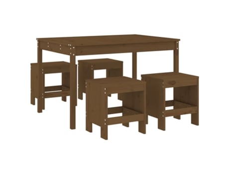 Conjunto 5 jantar p/ jardim VIDA XL madeira pinho maciça castanho mel