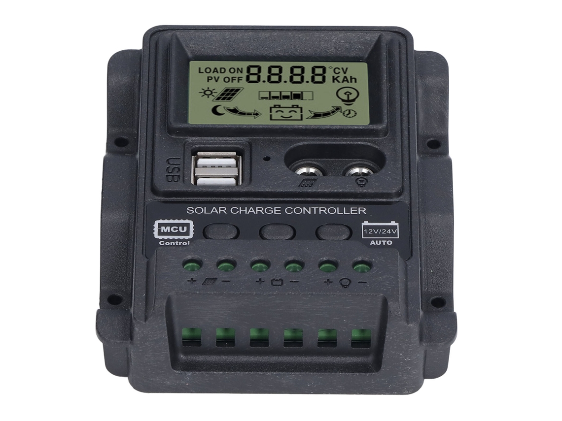 Laxiscreed Controlador Solar Com Dual Usb, Tela Lcd E Material Abs Para Carregamento Eficiente