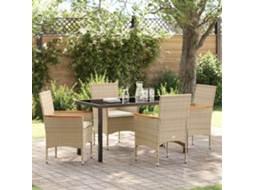 Vidaxl Conjunto De Jantar Para Jardim 5 Unid. Bege Vime Pe