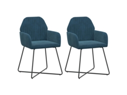 Conjunto 2 Cadeiras De Jantar Vidaxl Azul Veludo (55 X 50 X 84 Cm)