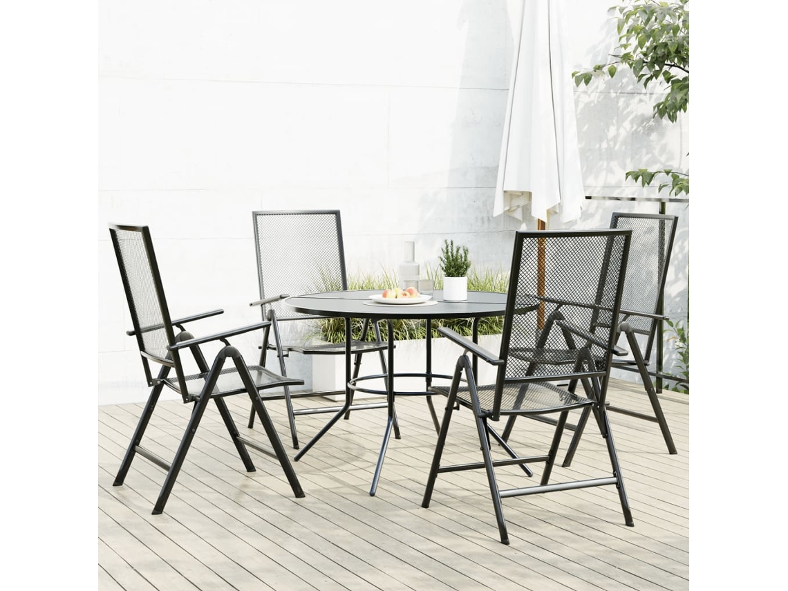 Vidaxl Cadeiras Reclináveis Jardim 5 Pcs Aço Revestido A Pó Antracite