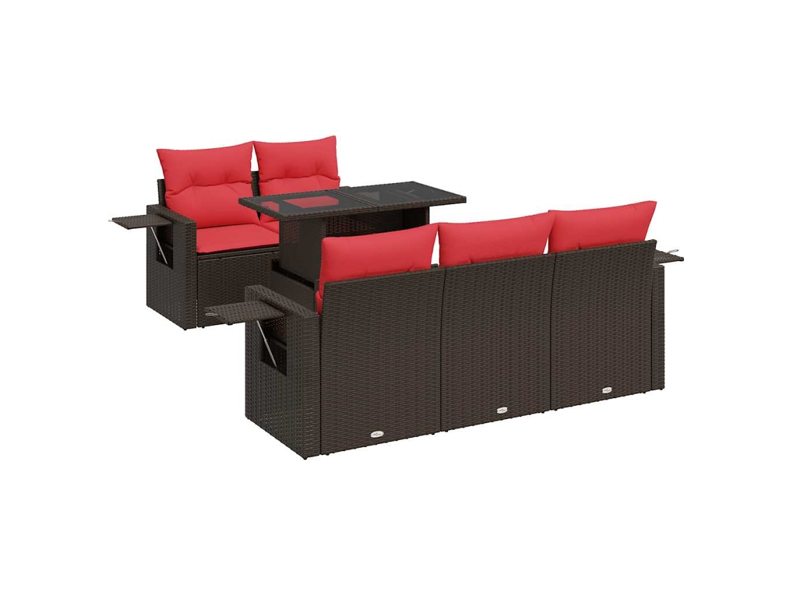 Conjunto de 6 Sofás Jardim com Almofadões Pe/acácia Castanho MAISON EXCLUSIVE