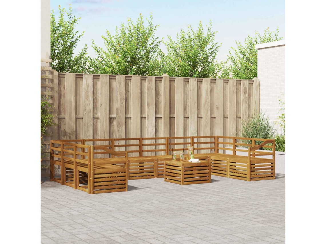 Vidaxl Conjunto De Sofás Para Exterior 11 Pcs Natural