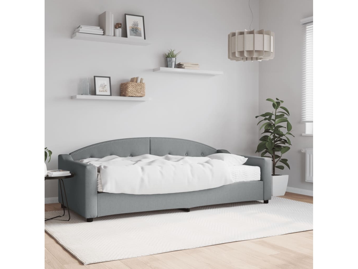 Vidaxl Sofá cama com Colchão 90x200 Cm Tecido Cinzento claro