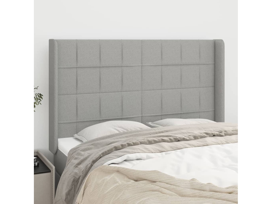 Cabecero con Alas de Tela 147x16x118/128 Cm Gris Claro