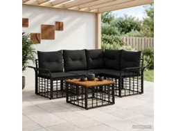 Vidaxl Conjunto De Sofás Para Exterior 5 Pcs Preto E Cinza Escuro