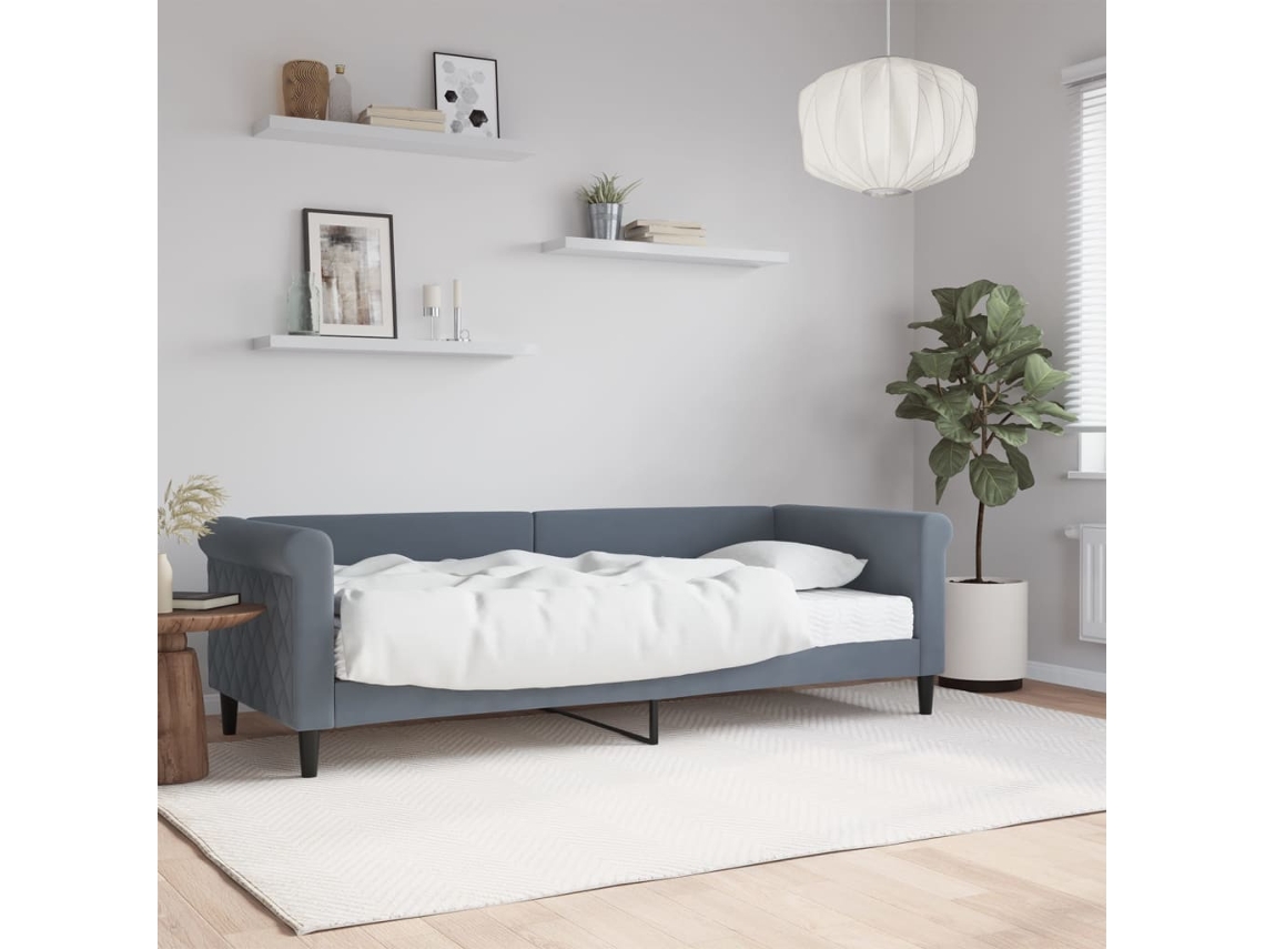 Vidaxl Sofá-cama Com Colchão 80x200 Cm Veludo Cinzento-escuro