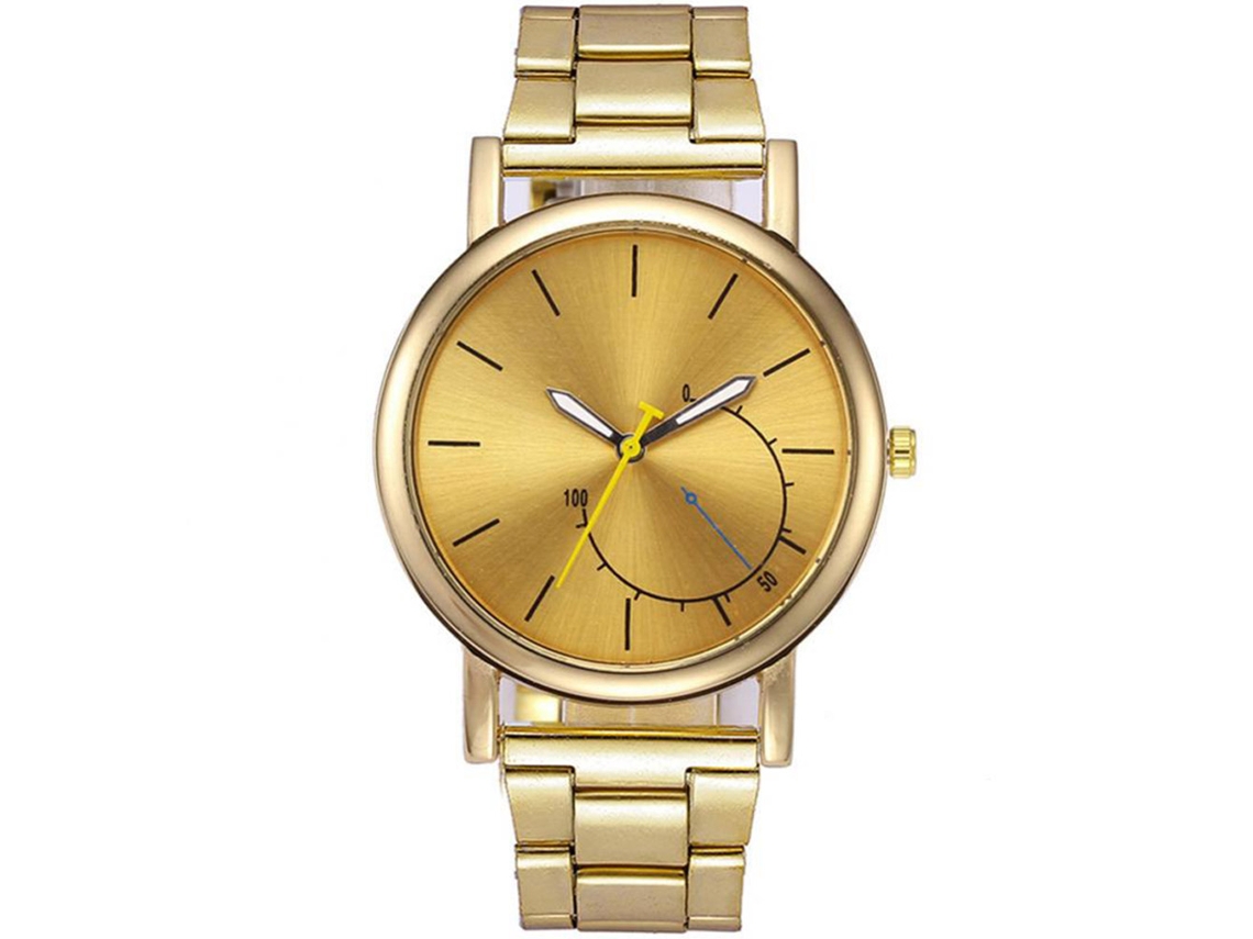 Reloj De Pulsera Analógico De Cuarzo Unisex Para Hombres Mujeres Estudiantes Con Correa De Acero Oro