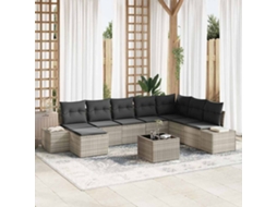 Vidaxl Conjunto De Sofá De Jardim 9 Unid. Cinzento-claro Vime Pe