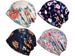 Conjunto De 4 Toucas De Dormir De Renda Fina Para Mulheres E Meninas, Algodão Macio E Respirável, Com Estampa Floral.