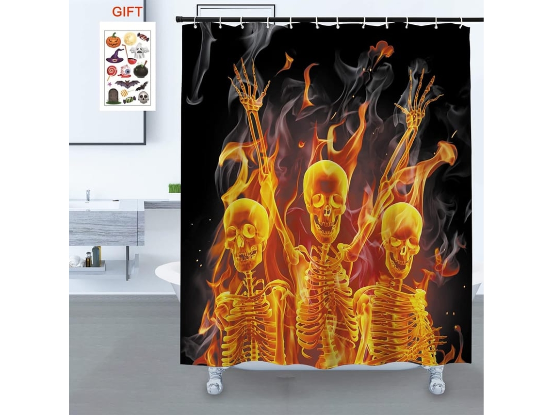 Cortina De Banho De Filme De Terror, Estampa Hd Em Têxtil Preto, 71x71 Polegadas Material Poliéster