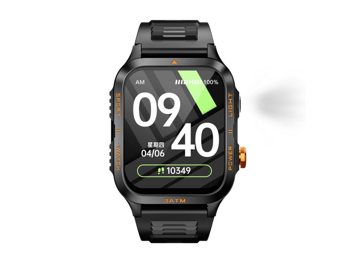 (laranja) Smartwatch Esportivo Bluetooth Com Tela Quadrada De 1,96 Polegadas