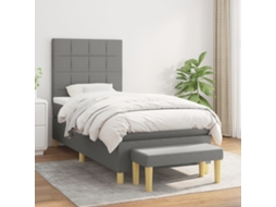 Vidaxl Cama Com Molas/colchão 80x200 Cm Tecido Cinzento-escuro