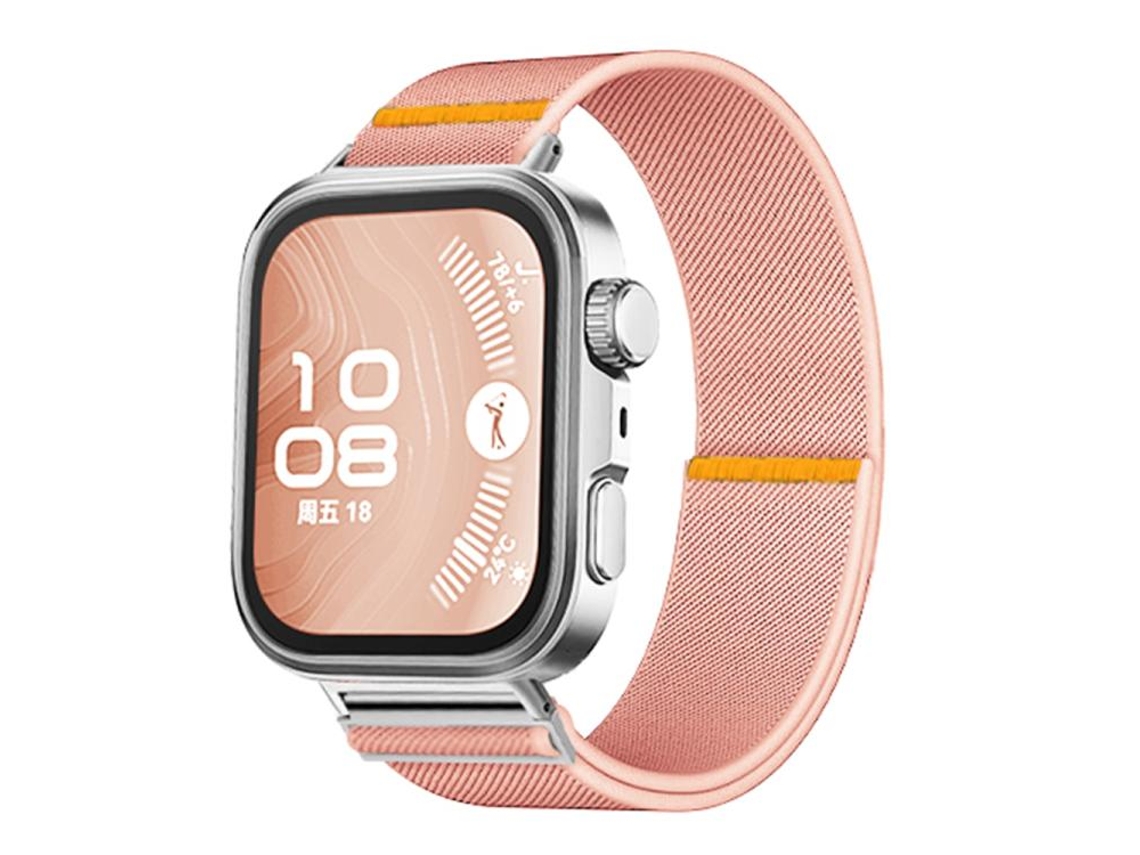 Bracelete para Huawei Watch Fit 3 / Fit 4 / Fit 4 Pro Nylon Elástico Ajustável Rosa XIAOMOYU
