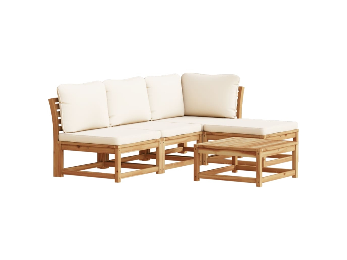 Conjunto 5 lounge de jardim c/ almofadões VIDAXL acácia maciça