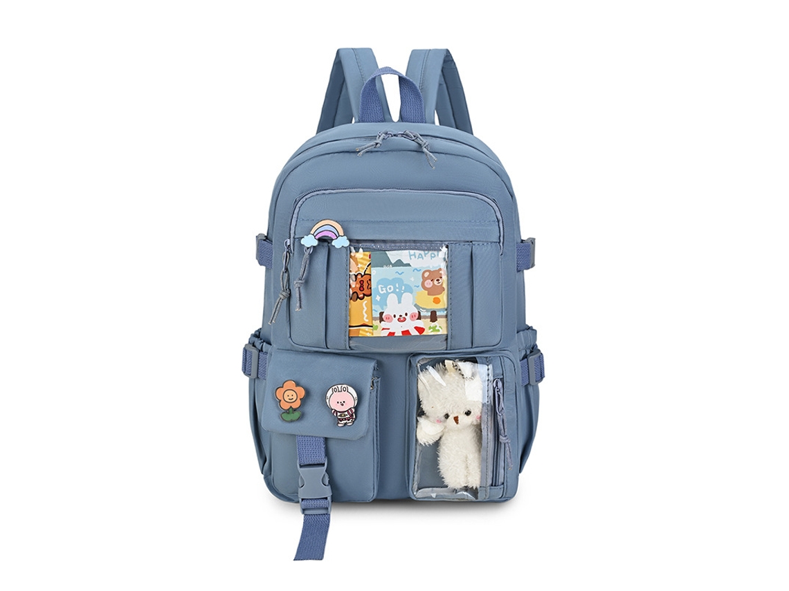 Mochila Fofa E Estética Kawaii Para Meninas Adolescentes ideal Para Alunos Do Ensino Básico E Secundário, Viagens. Azul Hexinyigjly