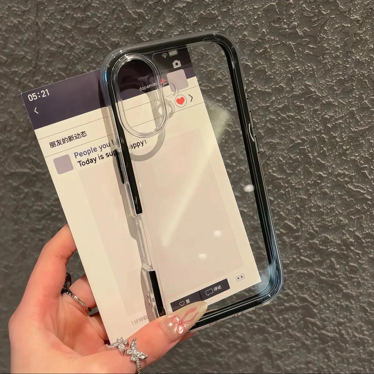 Capa Transparente Com Moldura Colorida (para Iphone 15 Plus, Cor Preta), Resistente A Impactos E Com Proteção Traseira Macia.