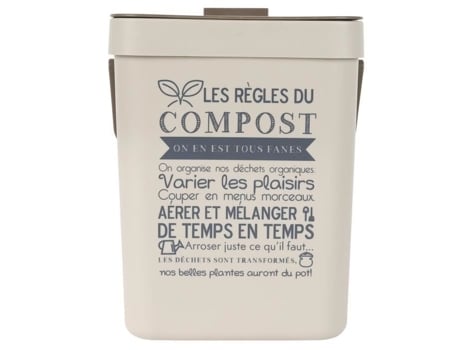 Caixa de compostagem - PROCURE UMA IDEIA - 5 L - Gancho integrado - Plástico - Creme e Castanho