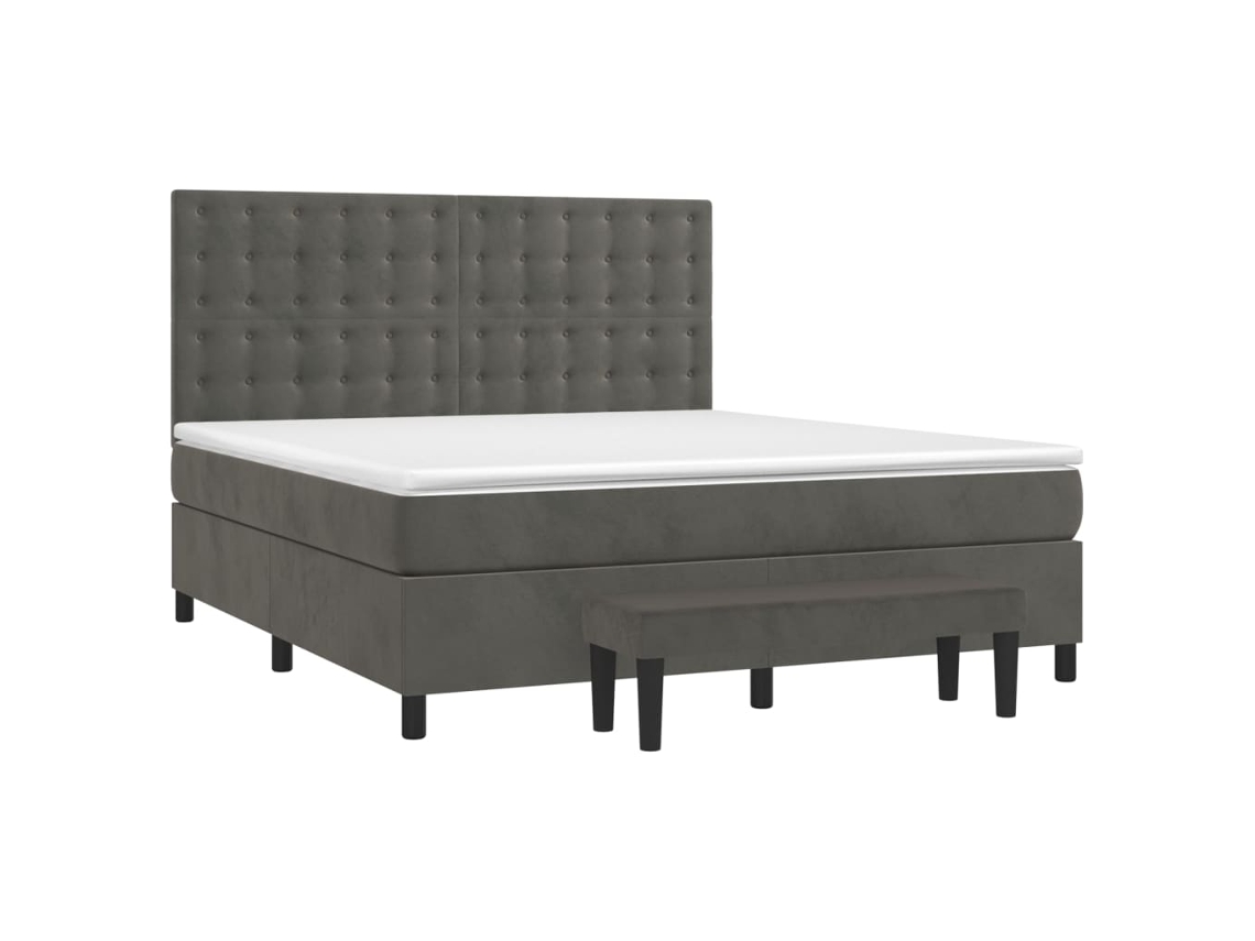 Conjunto 1 Cama Box Spring Vidaxl Cinzeto Veludo (203 X 180 X 128 Cm)