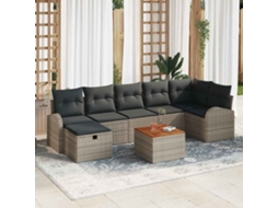 Vidaxl Conjunto De Sofá De Jardim 8 Unid. Cinzeto Rattan Sintético