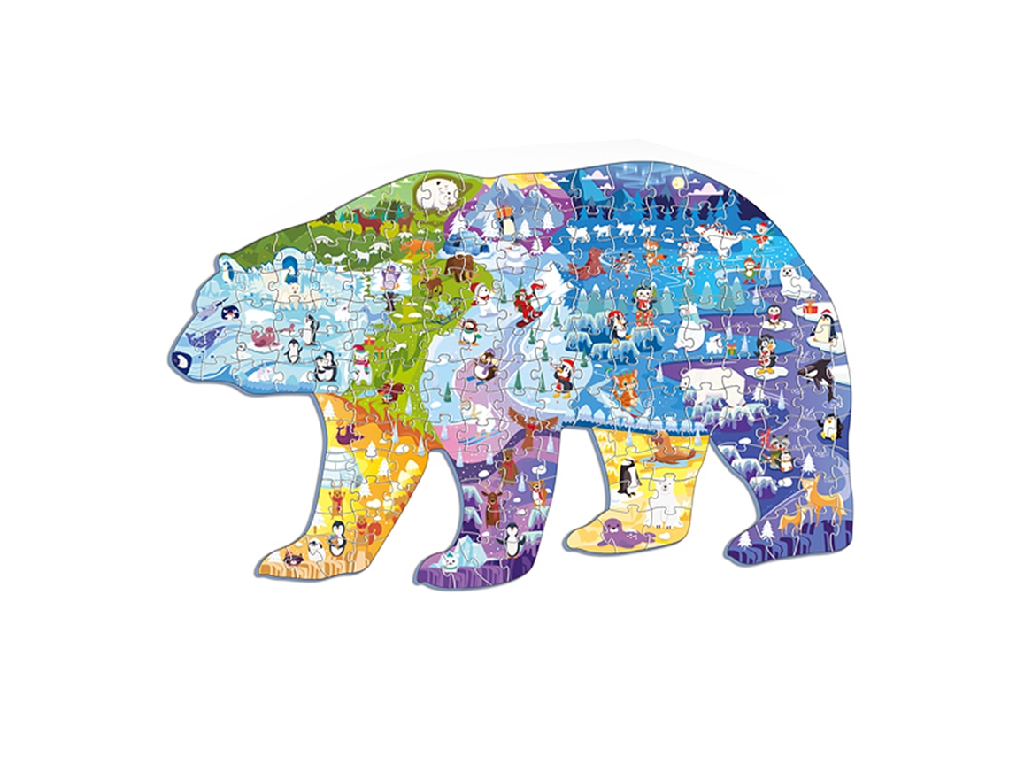Quebra-cabeça Urso Polar - Quebra-cabeça De Papelão Com 128 Peças, Tamanho: 64x1x40 Cm