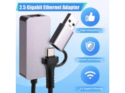Placa De Rede Usb 3.0 Tipo C Para Lan Rj45 De Alta Velocidade 2.5g Aquaforge