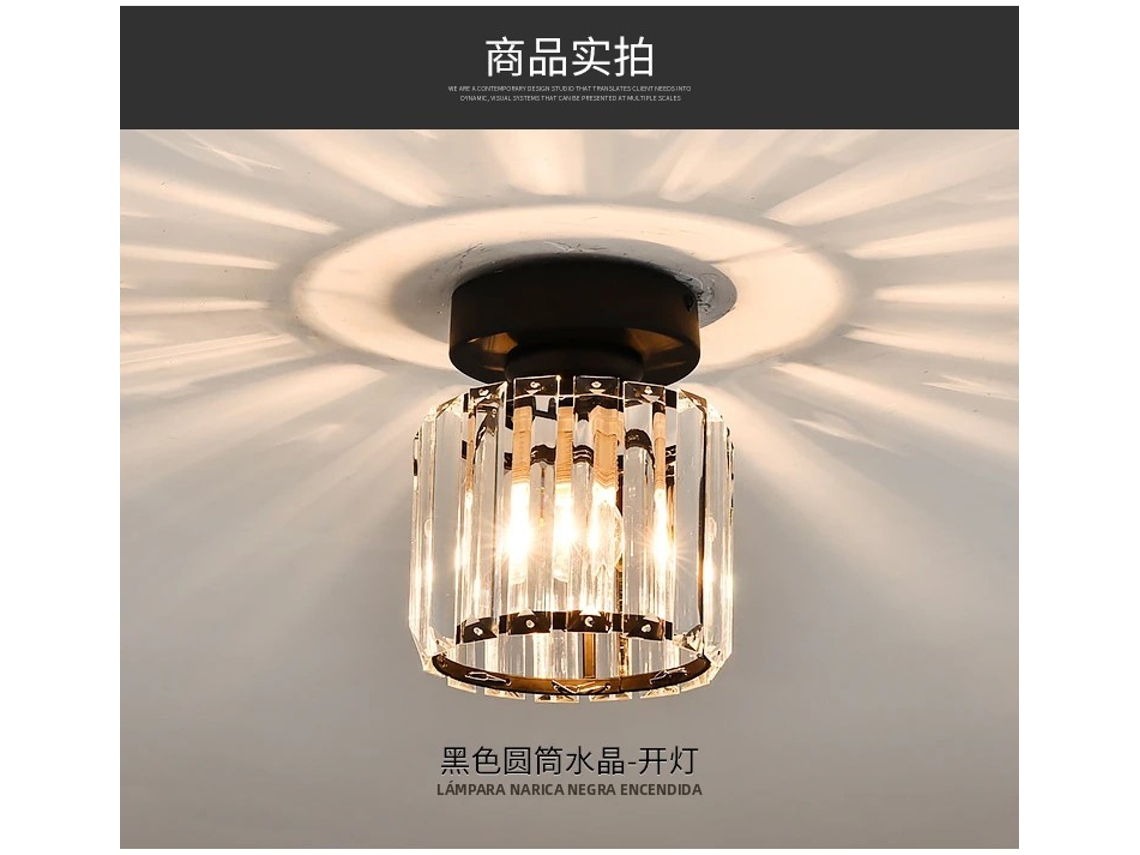 Lustre de Cristal Nórdico Moderno , Estilo Minimalista. MDUG (redondo Preto)