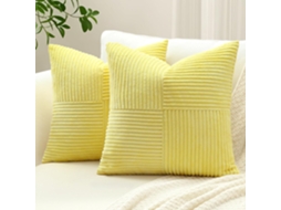 Conjunto De 2 Capas De Almofada De Corduroy - Com Padrão Cruzado - Decorativas - (40x40cm, Amarelo)