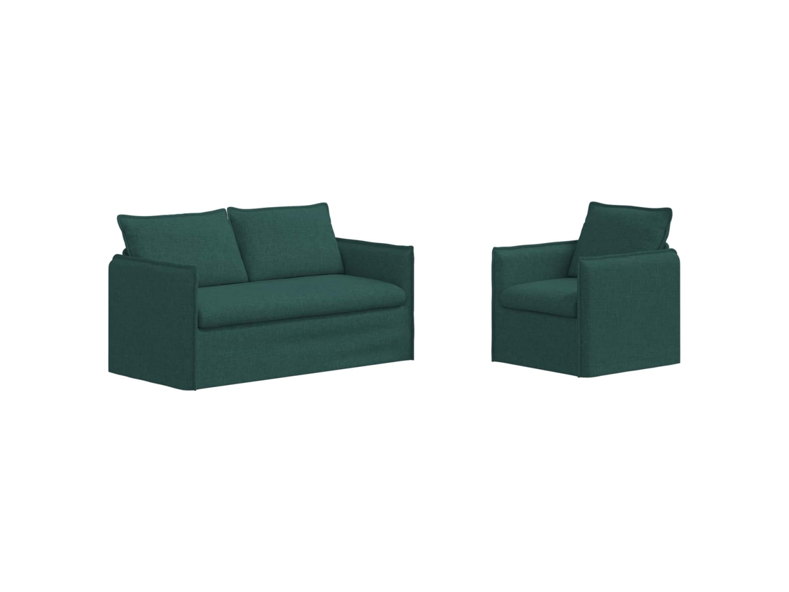 Maison Exclusive - Conjunto De Sofás 2 Unid. Verde-escuro Tecido
