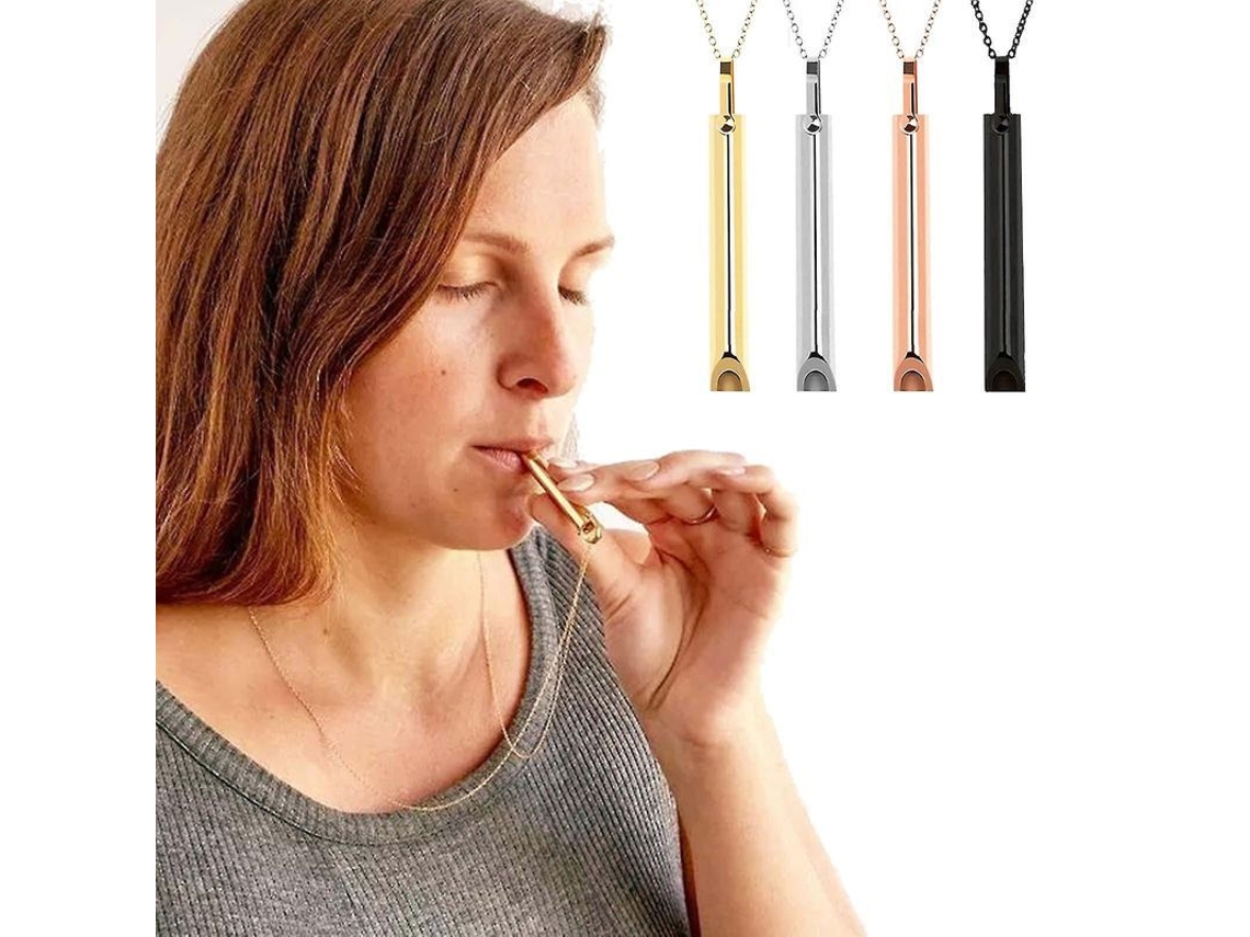 Collar De Respiración Consciente Para Alivio Natural De Ansiedad - Herramienta De Respiración Negro