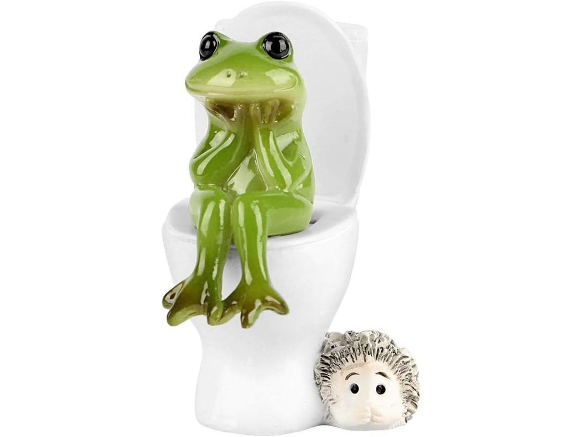 Figura De Rã Para Jardim De Fadas Estátua Animal Miniatura Exterior Banho Resina