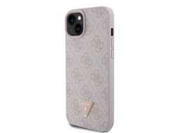Capa Triangle Strass para iPhone 15 GUESS Pele Rígida Rosa