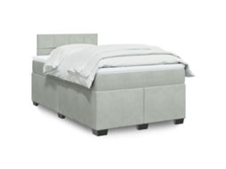 Vidaxl Cama Boxspring C/ Colchão 120x200 Cm Veludo Cinzento-claro