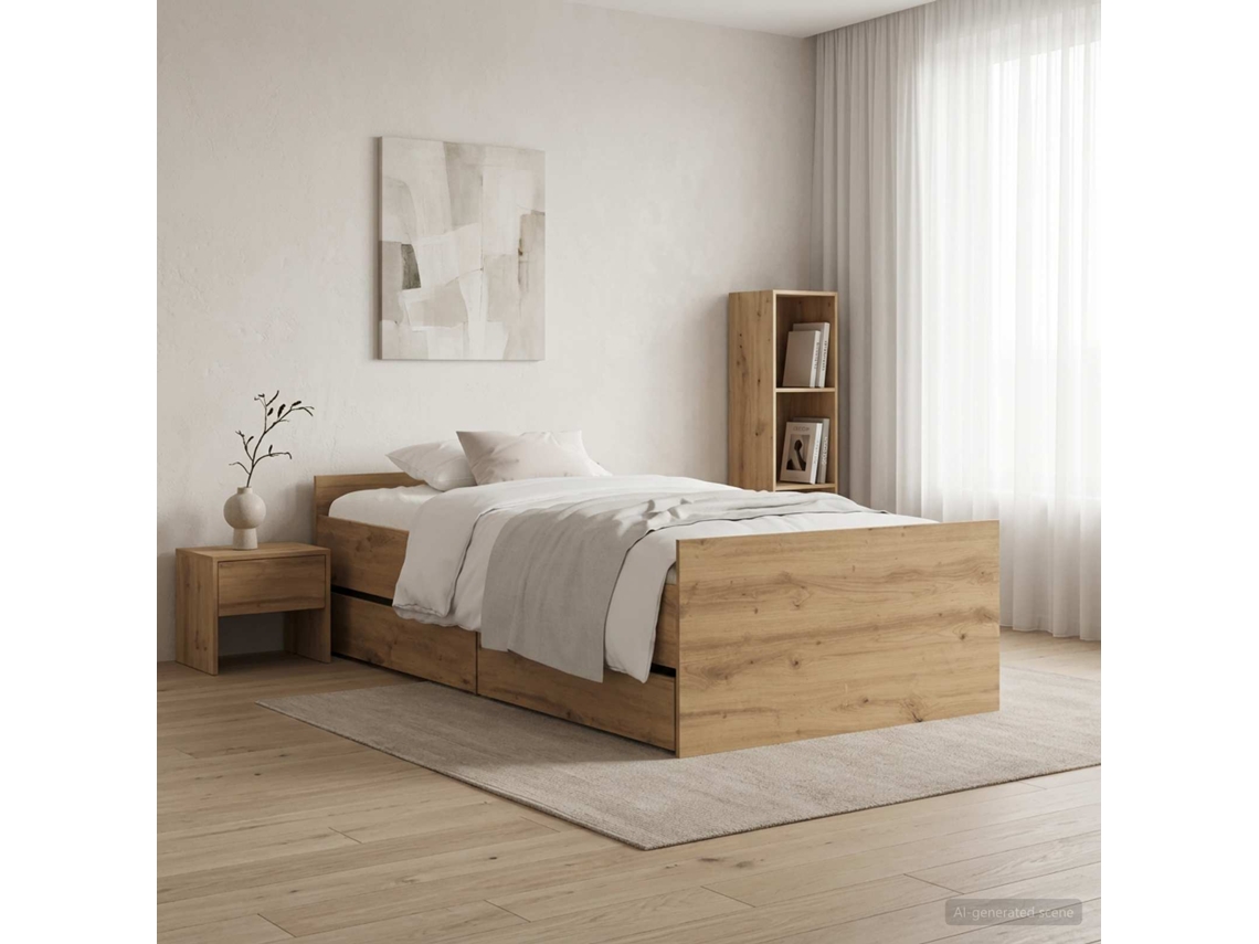 Vidaxl Estrutura Da Cama Carvalho Arttisan 90 X 200 Cm